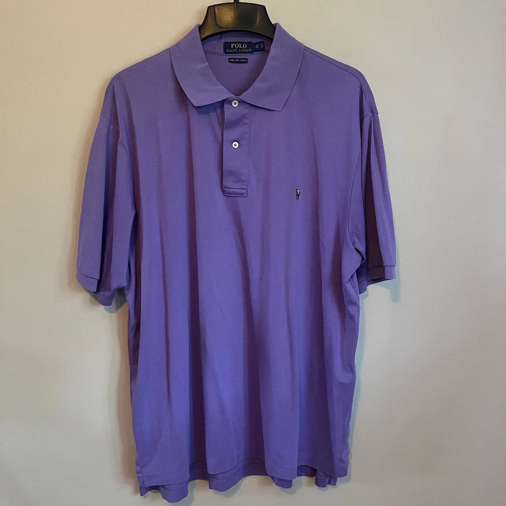 Polo Ralph Lauren Mens XLT Purple Violet Pima Soft Cotton Polo Flesh Pony